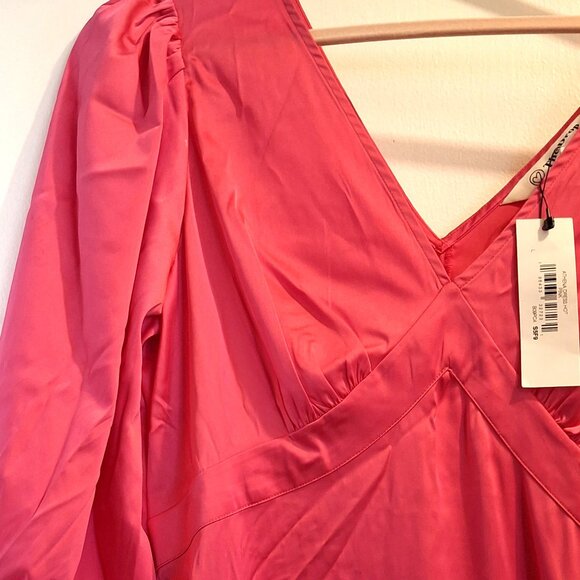WOMENS THE DROP PINK SILK DRESS, MIDI, SIZE LARGE, NEW WITH TAGS - Picture 8 of 10